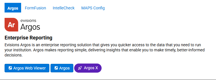 Once enabled, the Argos X button will become visible in the eLauncher.